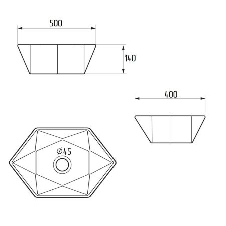 Умывальник мебельный Runo Cristallo (многоугольная) (00-00002560), артикул 00-00002560
