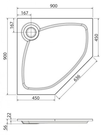Встраиваемый поддон из искусственного мрамора CEZARES TRAY-S-P-56-W, артикул TRAY-S-P-100-SCR-NR