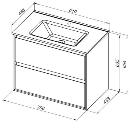 Тумба под раковину Aquanet Милан 80 черный глянец, артикул 00269303