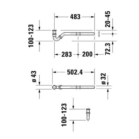 Duravit Сифон для биде 1 1/4" с удлиненной спускной трубой, цвет: хром, артикул 0050270000