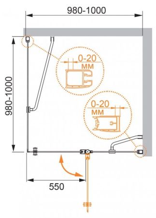 Душевой уголок CEZARES ELENA A-12, артикул ELENA-W-A-12-90-P-Cr-R