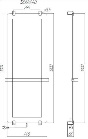 Полотенцесушитель электрический Allen Brau Infinity 120x44 с рейлингом 2.0 и креплением, медь браш