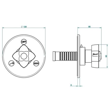 THG PETALE DE CRISTAL BLEU Переключатель встраиваемый, внешняя часть, цвет хром