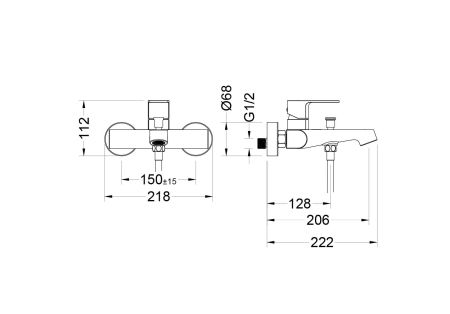 AQ1210MB ОБЕРОН смеситель для раковины 98, без донного клапана, матовый черный + AQ1240MB ОБЕРОН смеситель для ванны, матовый черный + AQ2014MB ОБЕРОН душевой гарнитур 3jet 60 см, матовый черный, артикул AQ1230MB