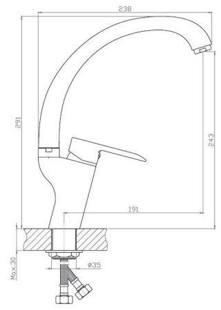 Смеситель Future для кухни, поворотный излив, черный  артикул: FT 519 Black, артикул FT 519 Black