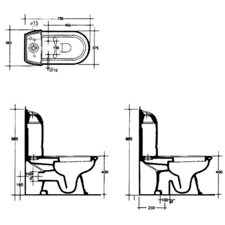 Ceramica Althea ROSE бачок для унитаза моноблока,155*390*445 белый, артикул 24014bi