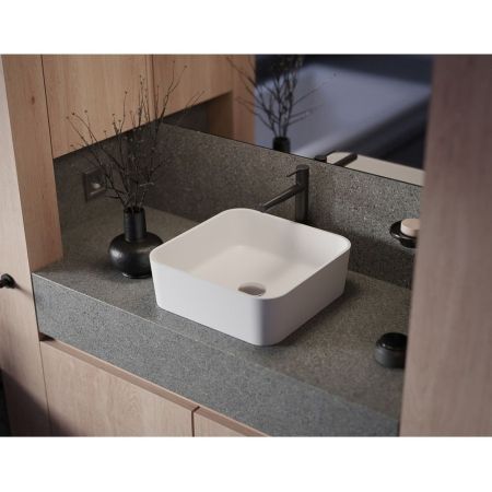 Умывальник WHITECROSS Garnet 40,5x40,5 (белый мат) иск. камень, артикул 0702.040040.200