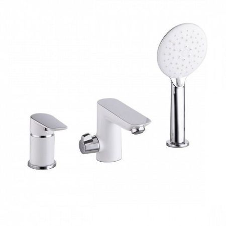 Смеситель на борт ванны Iddis Cloud на 3 отверстия Белый/хром, артикул CLOSB30i07