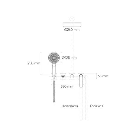 Душевая система встраиваемая Bronze de Luxe ICON 3009CB, черный, артикул 3009CB