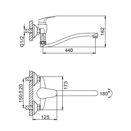 Смеситель для ванны D-Lin D140404-6, хром, артикул D140404-6