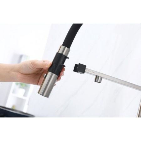 Смеситель для кухни Paulmark Magneto Ma213118-NI Никель Черный