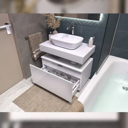 Тумба подвесная без столешницы Velvex Unit tp.UNI.80.2Y белый матовый, 80 см, артикул tp.UNI.80.2Y белый матовый