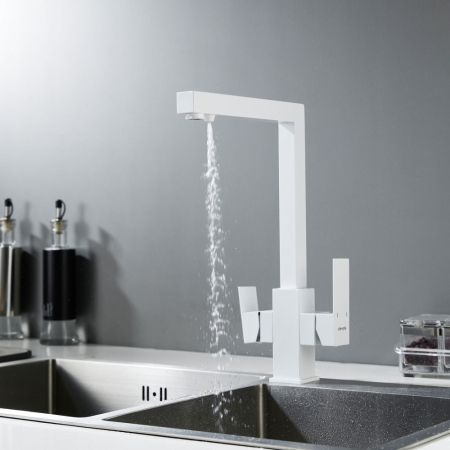 Смеситель для кухни с подключением фильтра Shevanik S148C, белый, артикул S148C