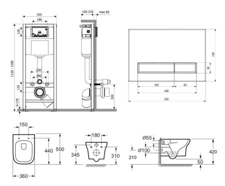 Комплект 7 в 1 Relfix Bristol Rimless 75110231, артикул 75110231