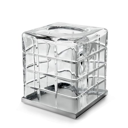 Контейнер для бумажных салфеток, 3SC, Palace, настольный, ширина, мм-130, глубина, мм-130, высота, мм-150, материал-прозрачный хрусталь, цвет-хром, артикул PA71ACRSL