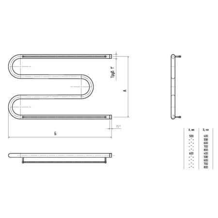 Водяной полотенцесушитель Тругор М 1 П 50x50 с полкой Хром, артикул М1/5050Пs