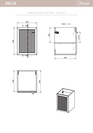 Комплект мебели Visobath Delta, 1200 мм, цвет кварцевый матовый лак (Quarzo), артикул 76405/Delta/De