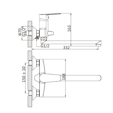 Смеситель для ванны Knotlor KN-13, хром, артикул KN-13