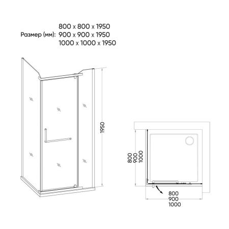 Душевой уголок Rovigo 100x100x195 Прозрачное хром RV18-100K-01-19C1, артикул RV18-100K-01-19C1