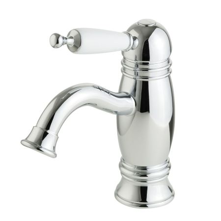OXFORD Смеситель для раковины моноком., ручка (сверху) белая, хром, артикул 19135