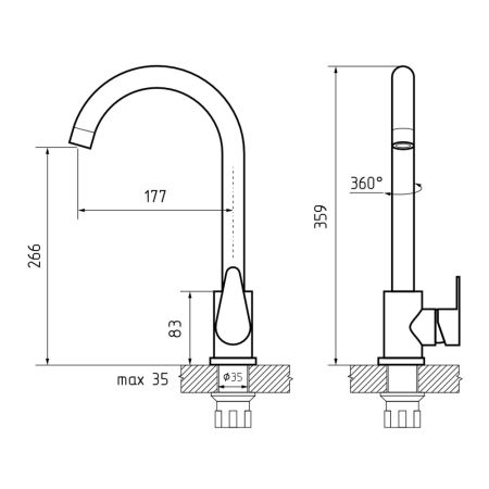 Смеситель для кухни GranFestGF-Z-5412, черный
