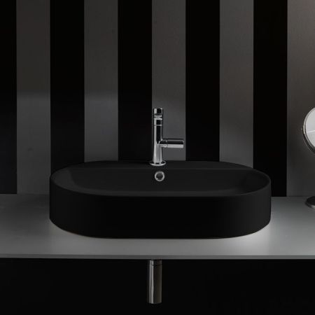 Kerasan Ciotola Раковина-чаша 65х40хh12см, с 1отв., с переливом, цвет: черный матовый, артикул 028531 Nero matt *1