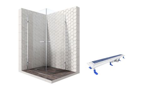 Душевой уголок Ambassador Abner 10011105-ST4, квадратный, линейный трап, 90х90, артикул 10011105-ST4