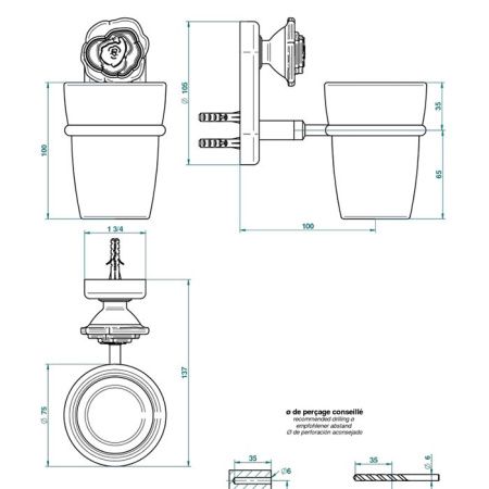 THG ROSE Стакан стеклянный, подвесной, цвет полированное золото