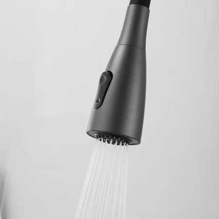 Смеситель для кухни с гибким изливом Shevanik S843T-3, оружейная сталь/черный, артикул S843T-3