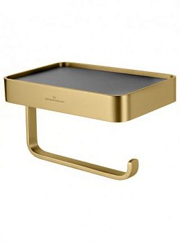 Держатель для туалетной бумаги с полкой WONZON & WOGHAND GRAFFITY, Брашированное золото (WW-9366-BG)