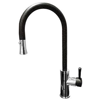 Смеситель для кухни с выдвижным изливом GranFest 7652, черный