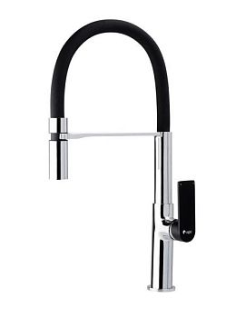AQG Alpha, смеситель для кухни с гибким вытяжным изливом, цвет хром-черный