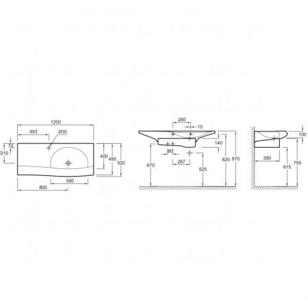 E1292-09-00 раковина STILLNESS /120x52/ (бел), артикул E1292-09-00