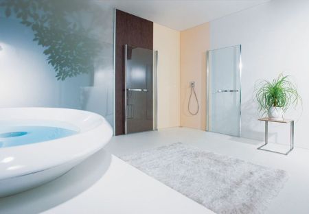 Geoplatin4000, 2створчатая распашная дверь 1000 мм, профиль мат. хром, стекло прозрачное 5 мм, артикул V298(K01)