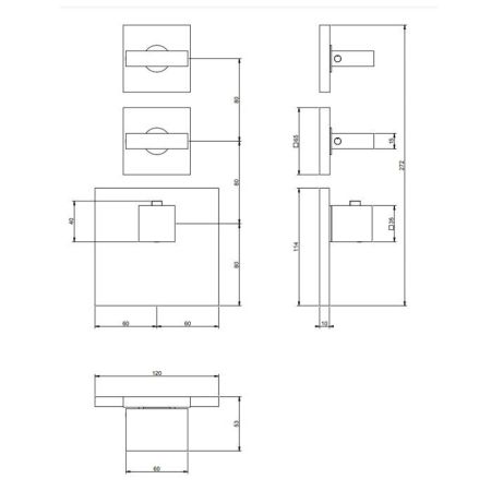 Gessi Rettangolo Встраиваемый термостат, подключение на 3/4”, с 2мя независимыми выходами(внешние части), цвет: медь, артикул 43214#030