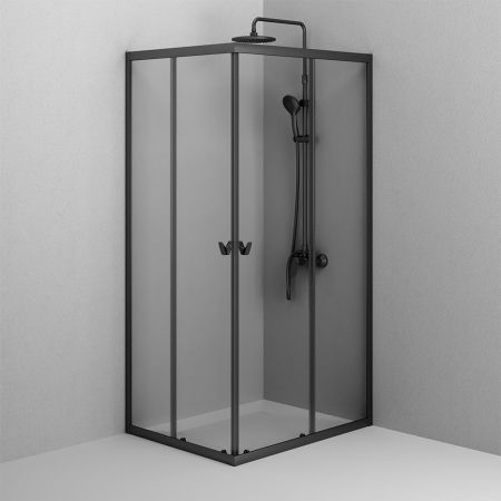 W87G-403-10080-BT Sunny душ огражд прямоугольн, раздвижн двери 100x80 черный,стекло прозрачн