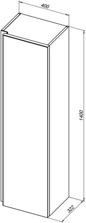 Шкаф-пенал De Aqua Ариетта New 40 R с зеркалом белый матовый, артикул 00265587