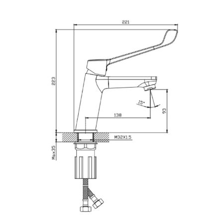 Смеситель для раковины с хирургической ручкой  Splenka S08.10, хром, артикул S08.10