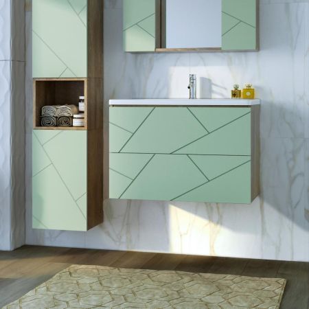 Тумба под раковину подвесная Бриклаер КРИСТАЛЛ фисташковый, 80 см, артикул 4627125417177