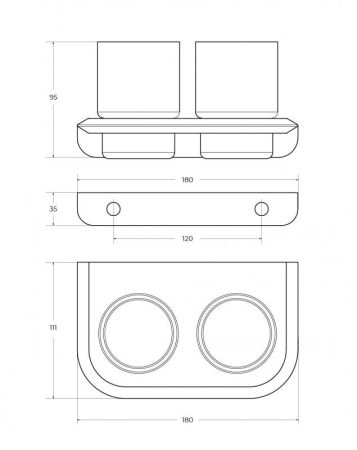 LINER-TUMDS-GM Стакан подвесной двойной, стекло, исполнение оружейная сталь, артикул LINER-TUMDS-GM