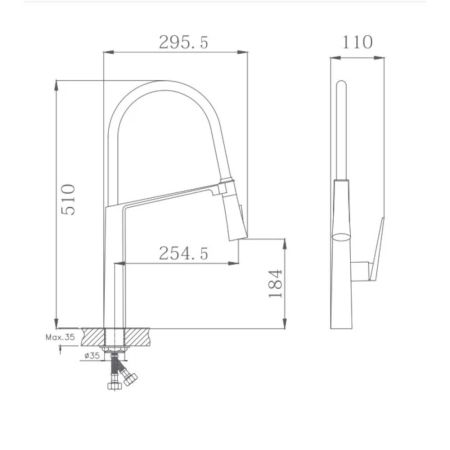 Смеситель для кухни с гибким изливом и режимом душ Haiba HB73827, хром
