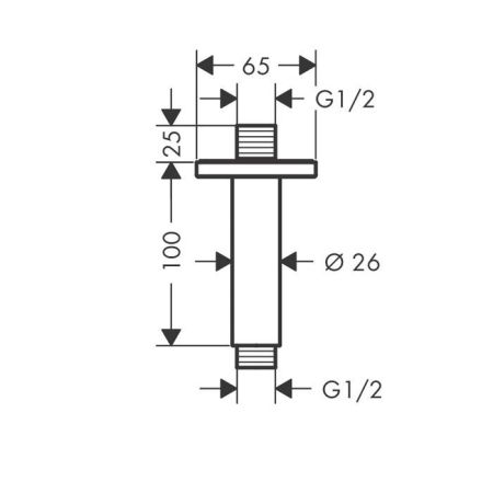 HG Vernis Shape Потолочный держатель верхнего душа 100мм, G1/2, цвет: матовый черный, артикул 26406670