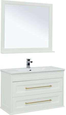 Мебель для ванной Aquanet Бостон М 100 белый (ручки золото) (лит. мрамор), артикул 00281192