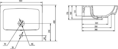 Умывальник Нео 50, артикул 1.WH30.2.184