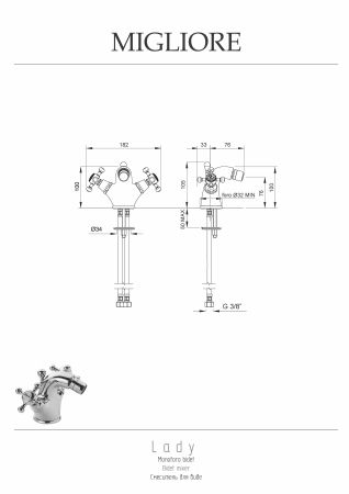 LADY Смеситель для биде, бронза, артикул 18808
