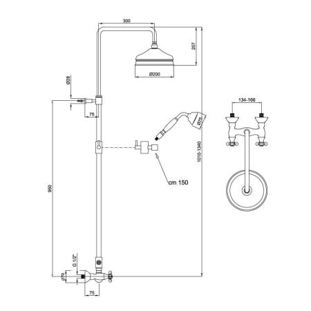 Душевая система Webert Ottocento OT760405010, золото, артикул OT760405010