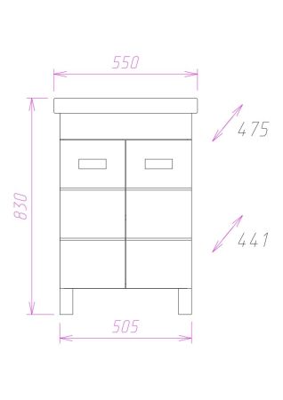 Тумба Onika Балтика-Квадро 55 напольная, белая (ум.Тигода 55), артикул 105521