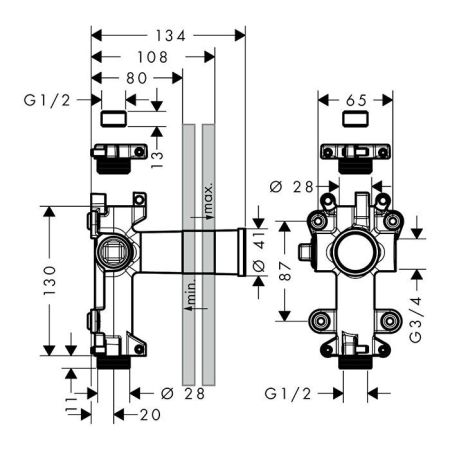 AXOR ONE Встраиваемая часть запорного вентиля, артикул 45770180