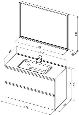 Комплект мебели для ванной De Aqua Ариетта NEW 100 белый матовый