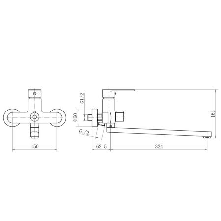 Смеситель для ванны Plstart PD22072, хром